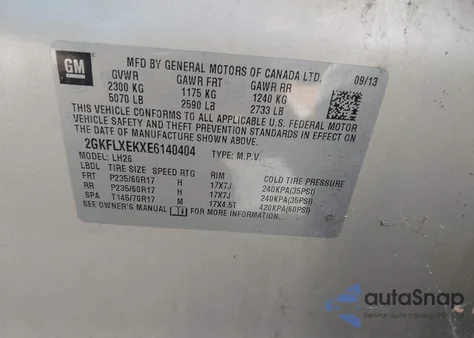 2014 GMC Terrain Slt-1 from USA, damaged, VIN 2GKFLXEKXE6140404